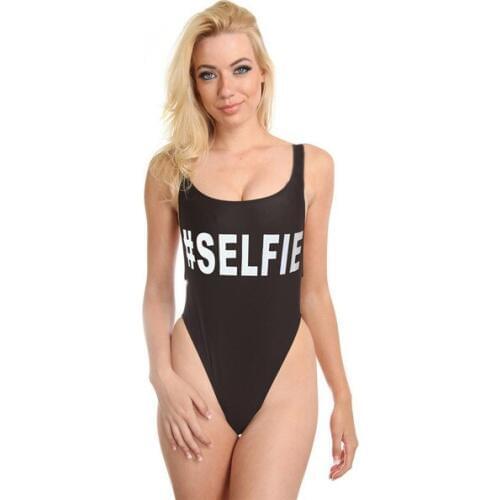 Selfie Retro One Piece Funny Swimwear Women Sexy Bodysuit Bathing Suit Jumpsuits Rompers US SIZE high quality backless Rompers
