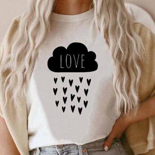 Women T-shirt Love Heart Cute Short Sleeve Tee Fashion T Shirt Female Cartoon Print Graphic 2021 Top 90s Ladies Clothing