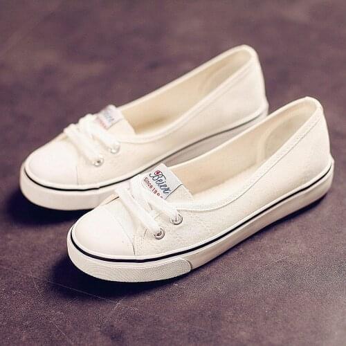 Casual Female Soft Sneakers Flats Women Breathable All-match Vulcanized Shoes Lace Up Casual Solid Shallow Low-Top Canvas Shoes