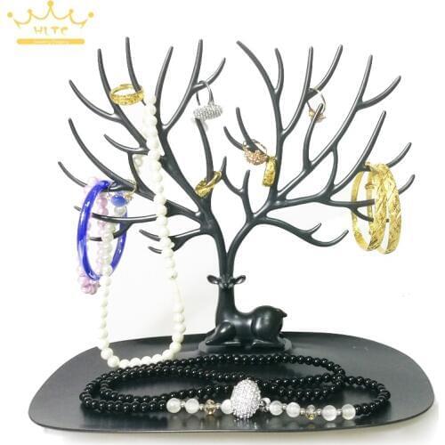 1 Piece Fashion Plastic Deer Necklace Display Rack Bracelet Showing Stand Earring Holder Pendant Showcase Organizer Tree