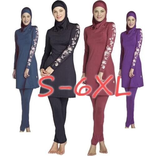 3 PCS Plus Size S-6XL Burkini Large Sizes Swimwear 2019 Swimming Suit Women Slim Islami Mayo Hijab Swimsuit Costumi Mare Donna