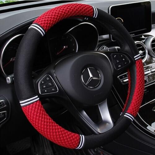 38CM Car Steering Wheel Cover Anti slip Leather Cars Wheels Covers Breathable Hand Stitching Steering-Wheel Car-stying Universal