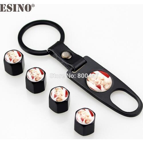 40 x Car Stainless Steel Zinc Alloy Wheel Tire Valve Stems Caps Sexy Marilyn Monroe Universal Fit With Mini Wrench Key Chain