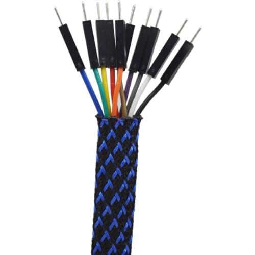 5/10/50/200 Meters Black & Blue High quality 4mm Braid PET Expandable Sleeving High Density Sheathing Plaited Cable Sleeves