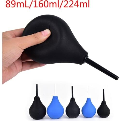 89mL/160ml/224ml Pear Shaped Enema Rectal Shower Cleaning System Silicone Gel Blue Ball For Anal Anus Colon Enema Anal Cleaning