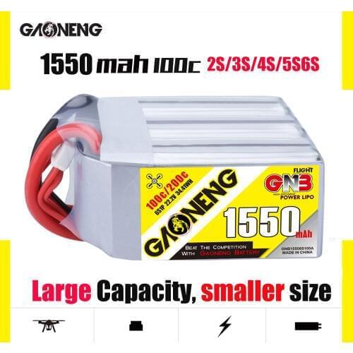 Gaoneng GNB 1550mAh 100C 2P 2S 3S 4S 5S 6S 4-axis FPV Battery 7.4V-22.2V High Power Batteries Smaller Large Capacity
