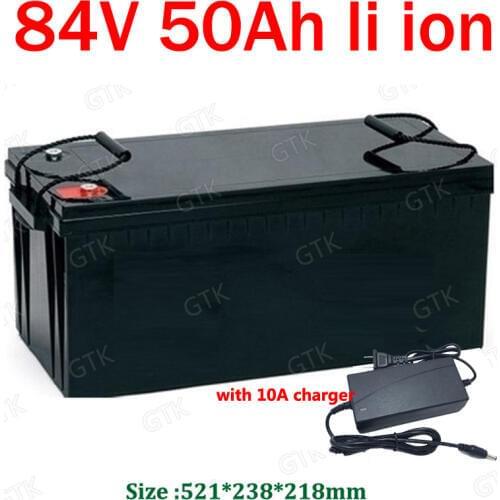 GTK 84v 50Ah lithium ion battery pack 85.1v 50AH lipo battery for 8400W inverter motorhome Floor cleaner golf cart + 10A charger