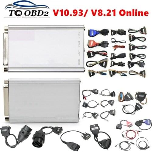 Newest Carprog V10.93 V8.21 Full 21 Adapters Car Prog 10.93 8.21 ECU Chip Tuning Online ECU Programmer Airbag Reset Tool