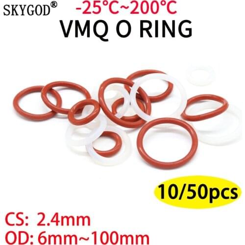 10/50pcs VMQ White Silicone Ring Gasket CS 2.4mm OD 8 ~ 30mm Food Grade Waterproof Washer Rubber Insulate o-ring rubber ring