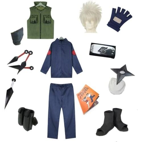 Naruto Copsplay Konoha Ninja Hatake Kakashi Suit Unisex Party Halloween Costume Including Vest Shoes Headband Kunai Gloves set