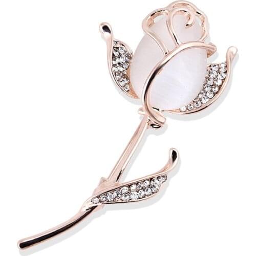 Flying Opal Flowers Brooches For Women Wedding Party Dress Jewelry Accessories Scarf Buckles Hijab Pins Gift Delicate