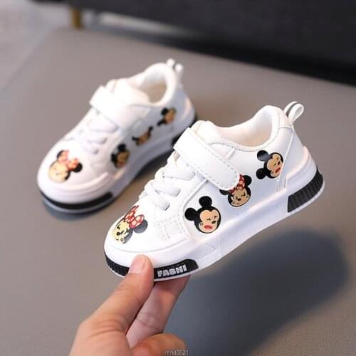 Disney Minnie Mouse Children Sneakers Girls Sport Shoes Boys Leisure Trainers Casual Breathable Kids Running White School Boots