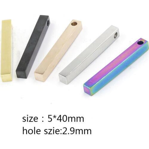 20pcs 5*40mm Steel Color Stainless Steel Long Bar charm Strip pendant For Necklace DIY Handmade Jewelry Making