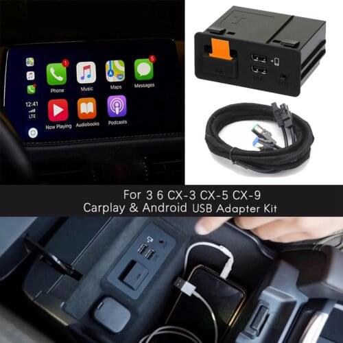 For Apple Carplay Android Auto USB Aux Adapter Hub Retrofit Kit for Mazda 2 Mazda 3 Mazda 6 CX-3 CX-5 CX-9 TK78-66-9U0C