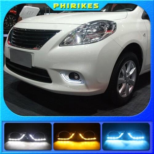 For Nissan Almera Latio Sunny Versa 2011 2012 2013 LED DRL Daytime Running Lights Daylight Fog Head Lamp
