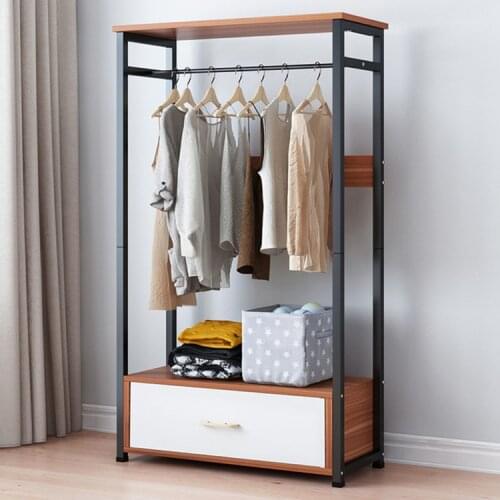 Home coat rack floor drying rack with drawer clothes storage rack cabinet wardrobes bedroom furniture simple assembly