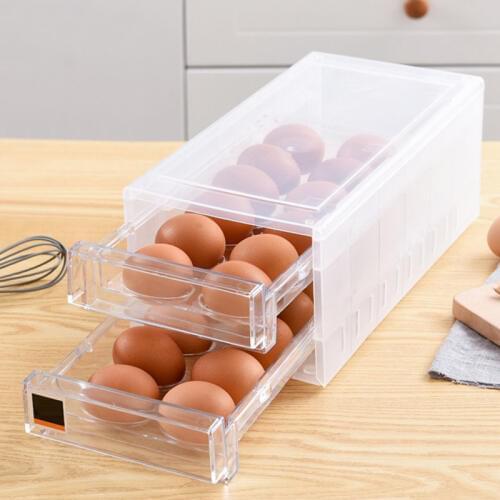 24/34 Grids Double Layer Drawer Egg Storage Box Kitchen Refrigerator Anti-Collision Tray Container Accessories Supplies Cases