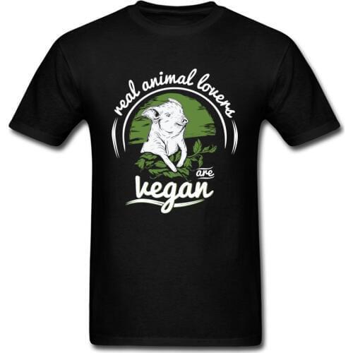 Real Animal Lovers Are Vegan T-shirt Men T Shirt Woman Clothing Vegetarian Top Cartoon Tees Healthy Life Cotton Tshirt