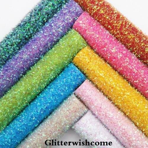 Glitterwishcome 21X29CM A4 Size Synthetic Leather, Fluo Chunky Glitter Leather, fabric Vinyl for Bows, GM039A