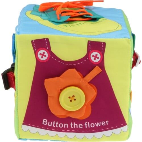Montessori 6 Puzzle Cube Toys Zip Snap Button Buckle Lace Kids Toddler Toys