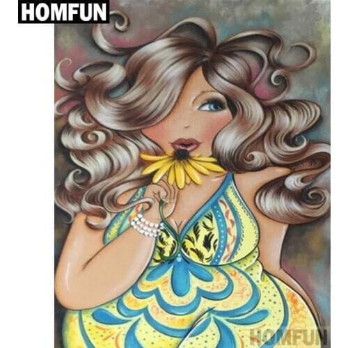 HOMFUN Full Square/Round Drill 5D DIY Diamond Painting "Fat woman" Embroidery Cross Stitch 3D Home Decor Gift A06072