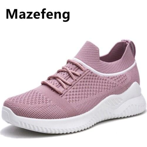 Mazefeng Brand Women Vulcanized Shoes High Quality Women Sneakers Slip on Flats Shoes Women Loafers Plus Size 35-40 Walking Flat