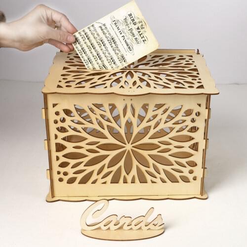 DIY Rustic Wedding Card Box Card Sign Wooden Gift Card Box Money Box for Reception Wedding Anniversary Baby Shower