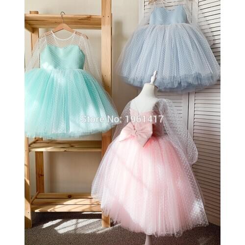 Hot lace flower girls wedding dress baby girls christening cake dresses for party occasion kids 1 year baby girl birthday dress