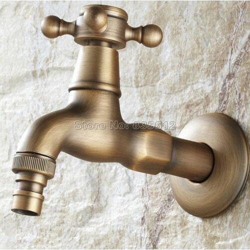Antique Brass Wall Mounted Cross Handle Washing Machine Water Faucet /Garden Water Tap Wav101