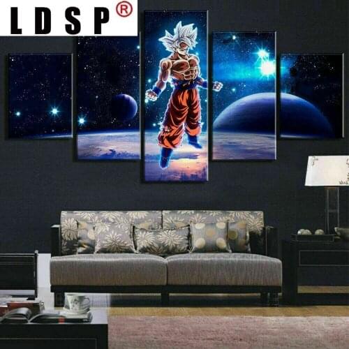 LDSP Canvas Paintings 5 Panels Anime Super Universe Goku Posters Wall Art Modern Pictures Home Living Room Decoration No Framed