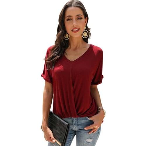Summer Women Fashion T Shirts V-neck Short Sleeve Vintage Female Tops Casual Plus Size Streetwear Ladies Tee Shirt