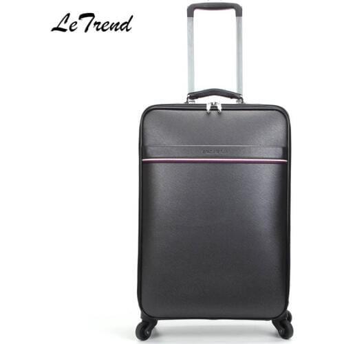 Letrend Spinner Vintage Suitcases Wheel Rolling Luggage 16/20 inch Business Trolley PU Leather Student Cabin Travel Bag