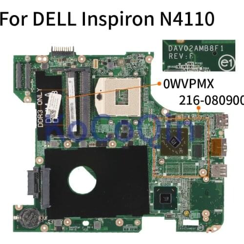 KoCoQin Laptop motherboard For DELL Inspiron 14R N4110 HM67 Mainboard CN-0WVPMX 0WVPMX DAV02AMB8F1 216-080900 1GB DDR3