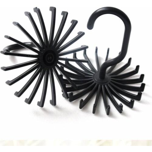 Mini Plastic Tie Rack 20 Ties Belts Scarves Holds Hanger Rotating Hook White Tie Holder Storage Racks Laundry Organizer