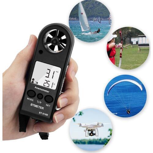 Mini Handheld Anemometer HoldPeak HP-816B with Wind Temperature Measurement and Wind Speed Range 0.3 -30m/s