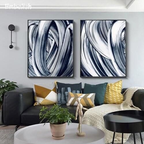 2 Pieces Nordic Style Black And White Lines Wall Art Posters For Living Room Modern Home Decor Pictures HD Canvas Oil Paintings