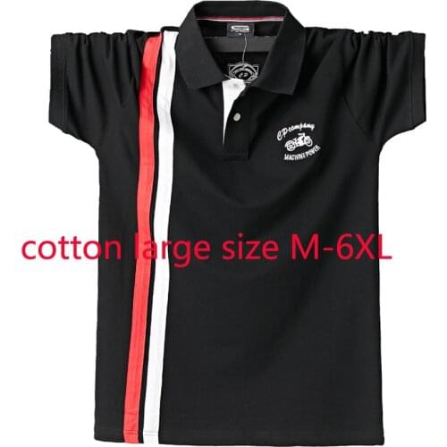 New Arrival Fashion High Quality Cotton Large Men Short Sleeve Turn-down Collar Casual Knitted Striped T Shirt Plus Size M-6XL