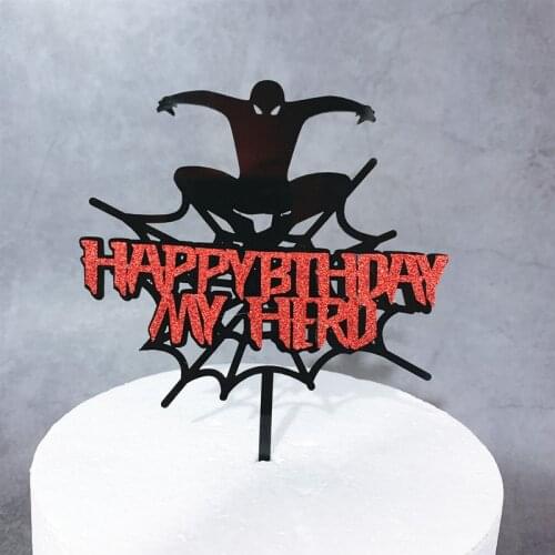 New Happy Birthday My Hero Acrylic Cake Topper Cute Super Hero Acrylic Cupcake Topper For Kids Birthday Party Cake Decorations