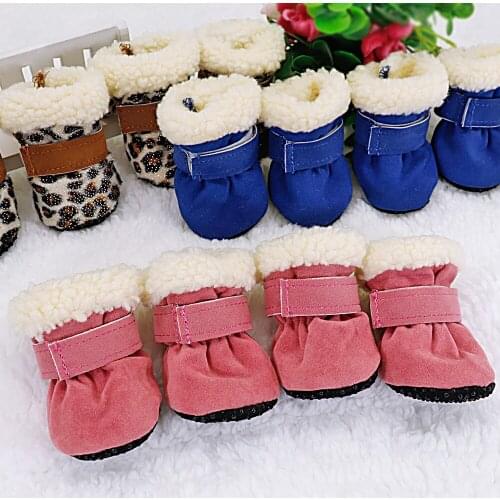 4pcs Pet Dog Shoes Waterproof Winter Dog Boots Socks Anti-slip Puppy Cat Rain Snow Booties Footwear For Small Dogs Chihuahua