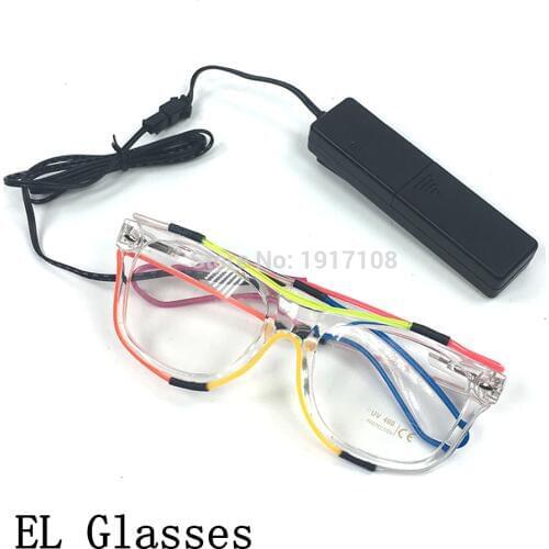 Wholesale Glowing polychrome EL Glasses Sound Activated LED Glasses Neon Light Masquerade Halloween Supplies For Party Decor