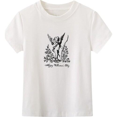 Casual Women Soft Cotton O Neck T-shirt 2021 Summer Fashion Ladies High Street Slim T-shirt Female Printed T-shirt Top