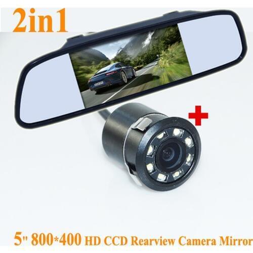 Promotion CCD backup reversing Camera +5" HD 800*480 Car Mirror Monitor , Rear view mirror monitor car parking Rearview camera