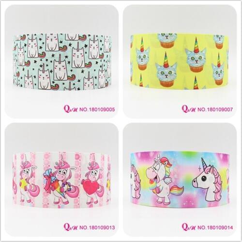 Q&N ribbon Animal Unicorn Grosgrain Ribbons for Wedding Christmas Party Decorations DIY Bow Craft Ribbons Card Gifts 50yards