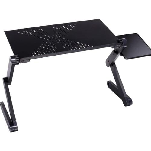 Adjustable Aluminum Laptop Desk Table Ergonomic TV Bed Lapdesk Tray PC Notebook Table Desk Stand With Cooling Fan Mouse Pad