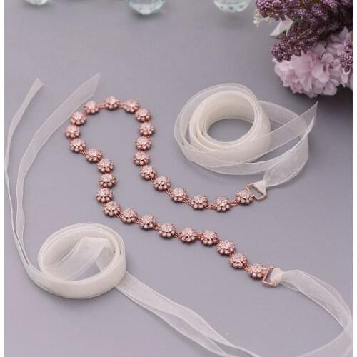 S378 Silver Rose Gold Refined Diamond-Studded Bride Belt Wedding Accessories Belts Women Party Prom Evening Dresses Waistband