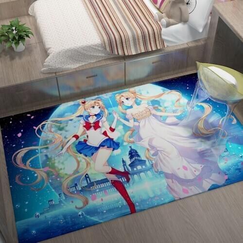 Cute Pink Luna Cat Anime Floor Big Rug Carpet Bedroom Doormat Non-slip Mat Cartoon Girls Gift