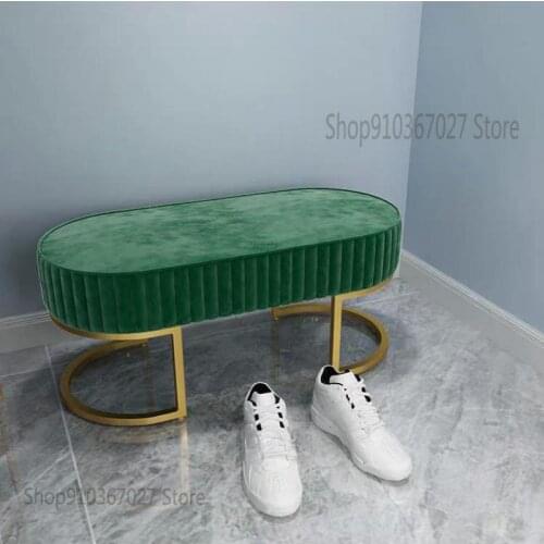 Nordic Light Luxury Shoe Changing Stool Home Door Clothing Store Trying Shoes Stool Bedroom Bed End Fabric Small Sofa Long Stool