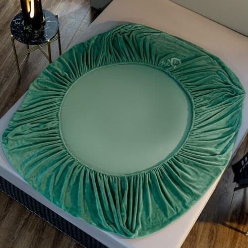 Solid Color Embroidery Super Soft Velvet Warm Flannel Thicken Elastic Band Milk Velvet Bed Sheet Fitted Sheet Mattress Cover