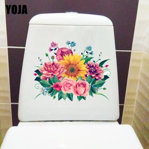 YOJA 25.8CM×20.3CM Classical Painted Bouquet Bedroom Wall Stickers Mural Beautiful Flowers Toilet Decor T1-2647