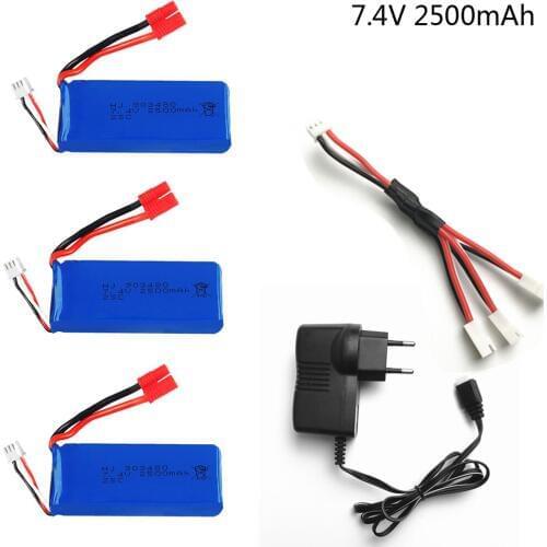 7.4v 2500mAh For Syma X8C X8W X8G X8HC X8HW X8HG parts charger battery RC Quadcopter parts 3in1 wire with battery charger 7.4V